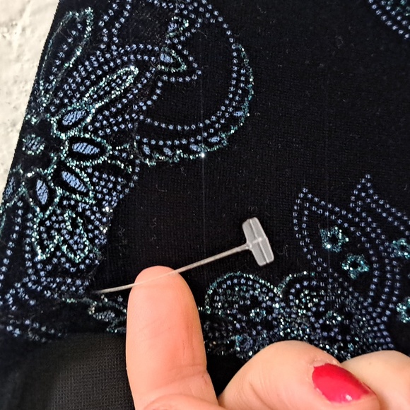 Notations Velvet Glitter Floral 1 Button Formal Top. Size Large NWOT - Picture 6 of 8